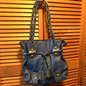 Michael Rome Designs Blue Leather Shoulder Bag
